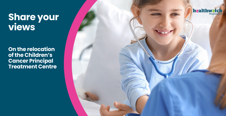 Banner image 'share your views on the relocation of the Children’s Cancer Principal Treatment Centre' child smiling in right corner