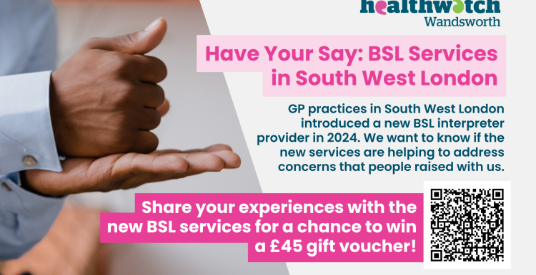 promotional banner to advertise the BSL service survey in SWL