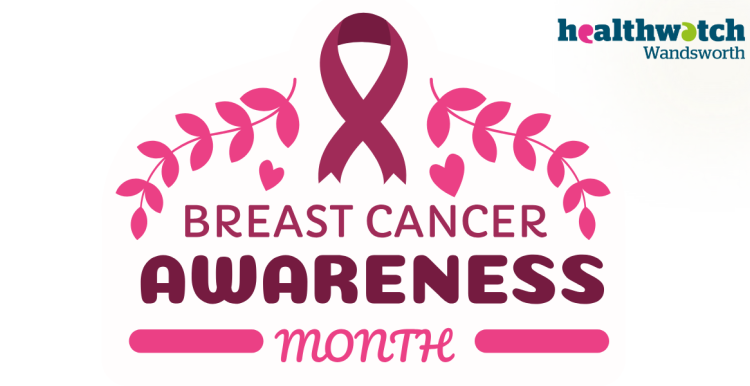 Breast cancer awareness month text and logo