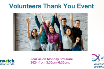 Banner promoting volunteers thank you event