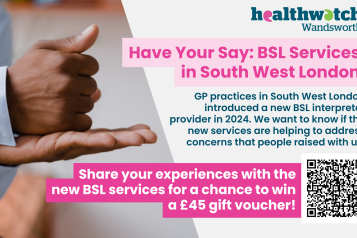 promotional banner to advertise the BSL service survey in SWL