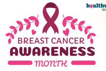 Breast cancer awareness month text and logo