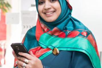 Woman holding cellphone